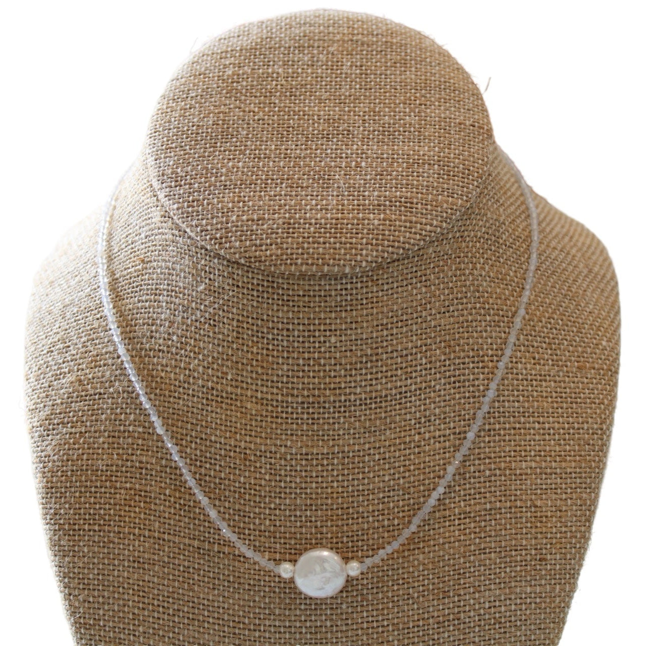 Aquamarine Dainty Pearl Necklace