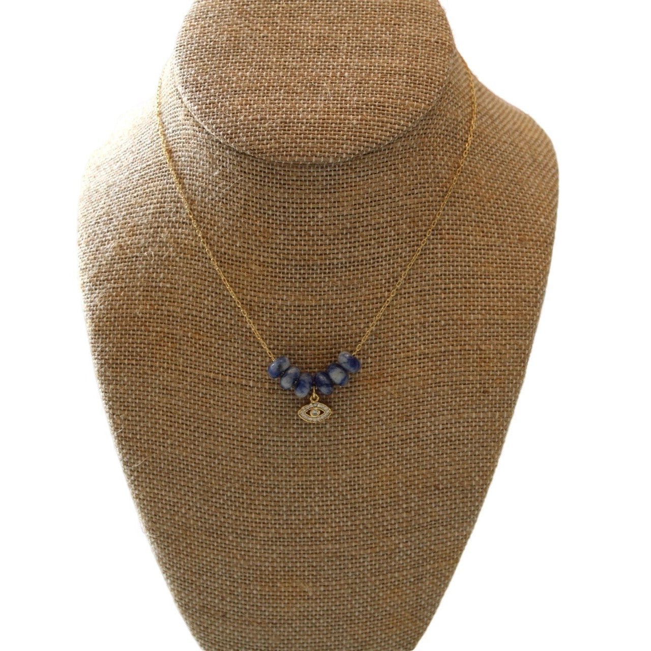 Evil Eye Necklace w/ Blue Stones