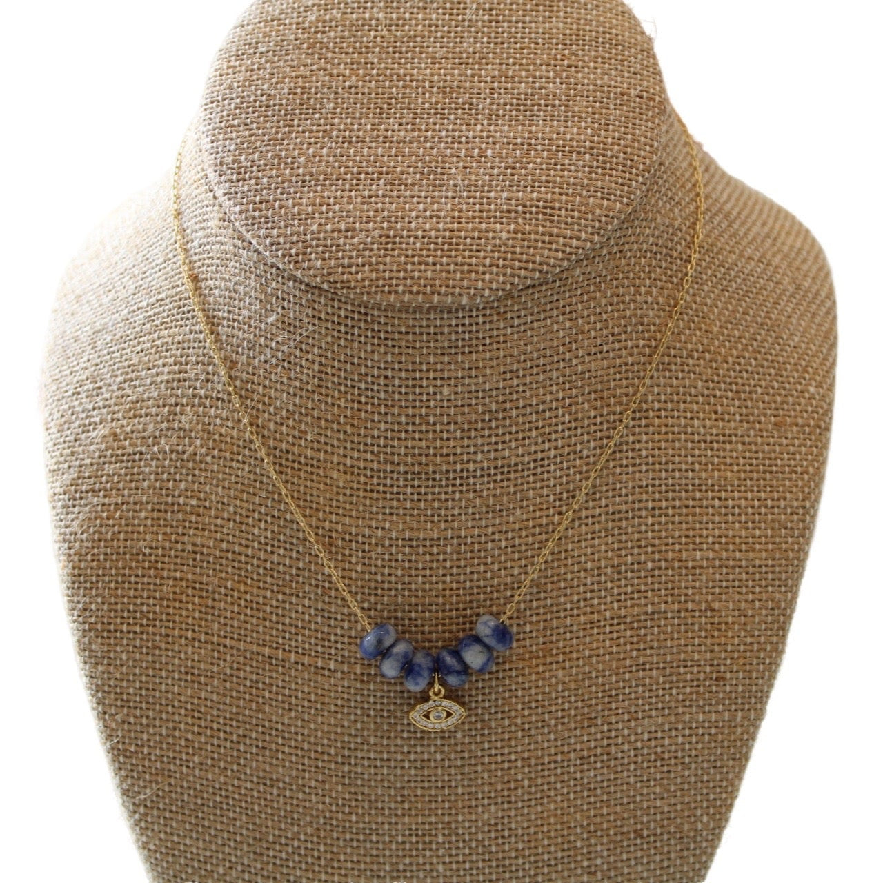 Evil Eye Necklace w/ Blue Stones