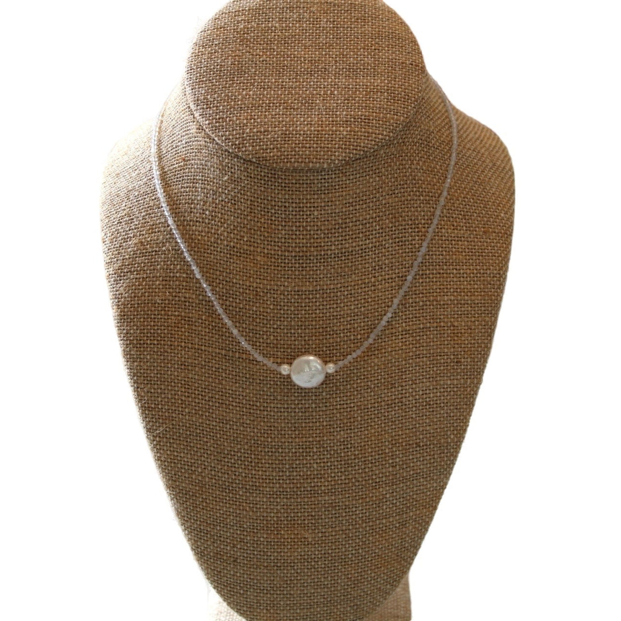 Aquamarine Dainty Pearl Necklace