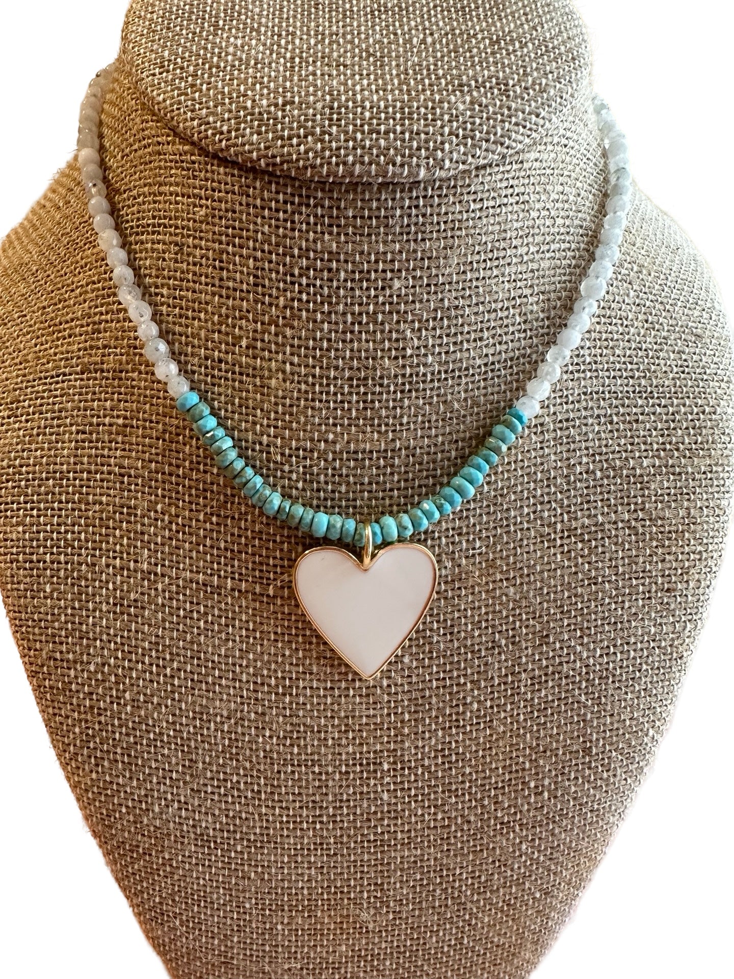 Turquoise Heart Necklace w/ Moonstone