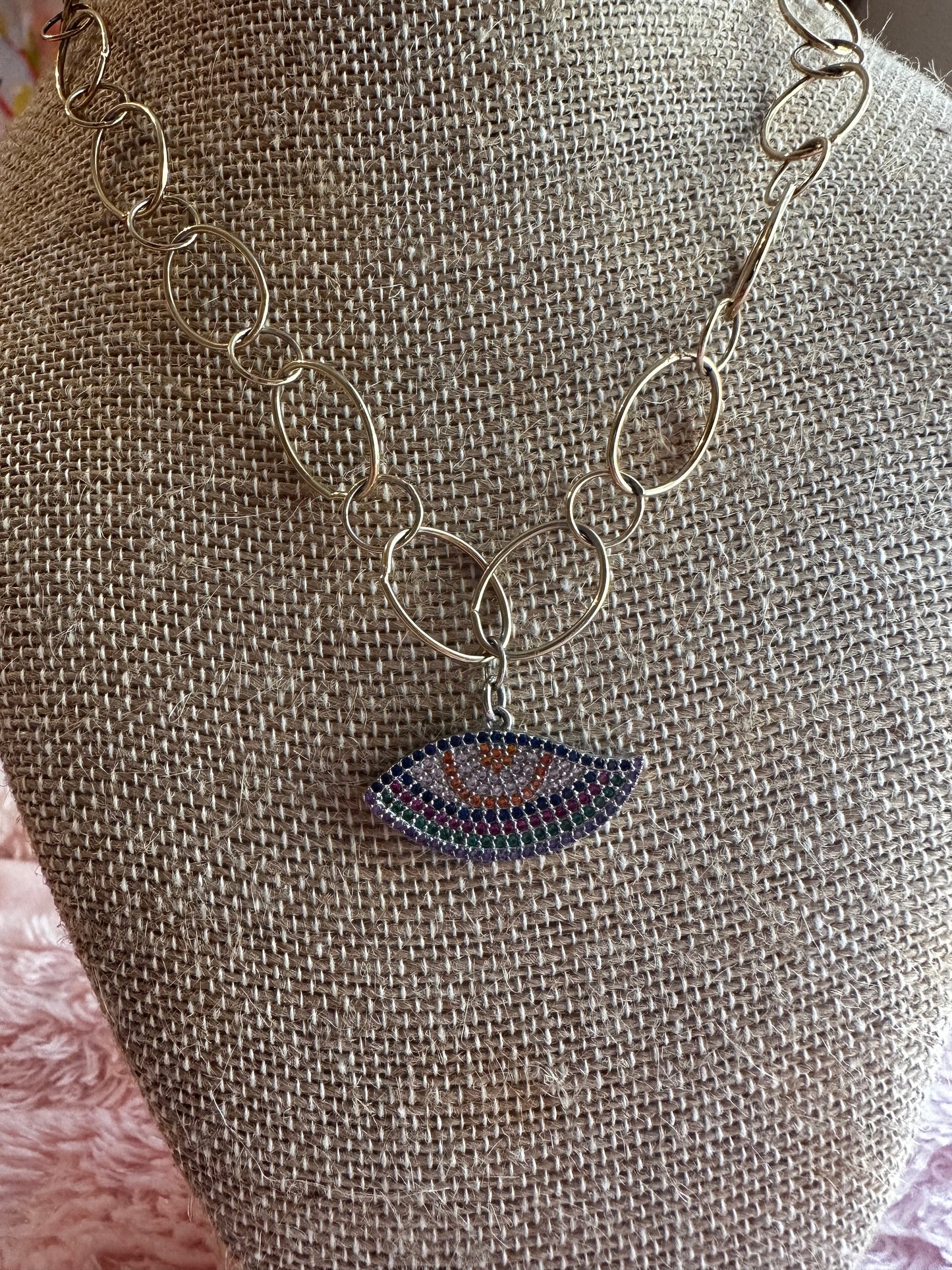 Gold Chain with Evil Eye Necklace