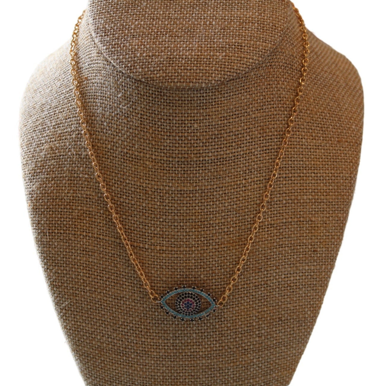 Pink and Blue Evil Eye Necklace