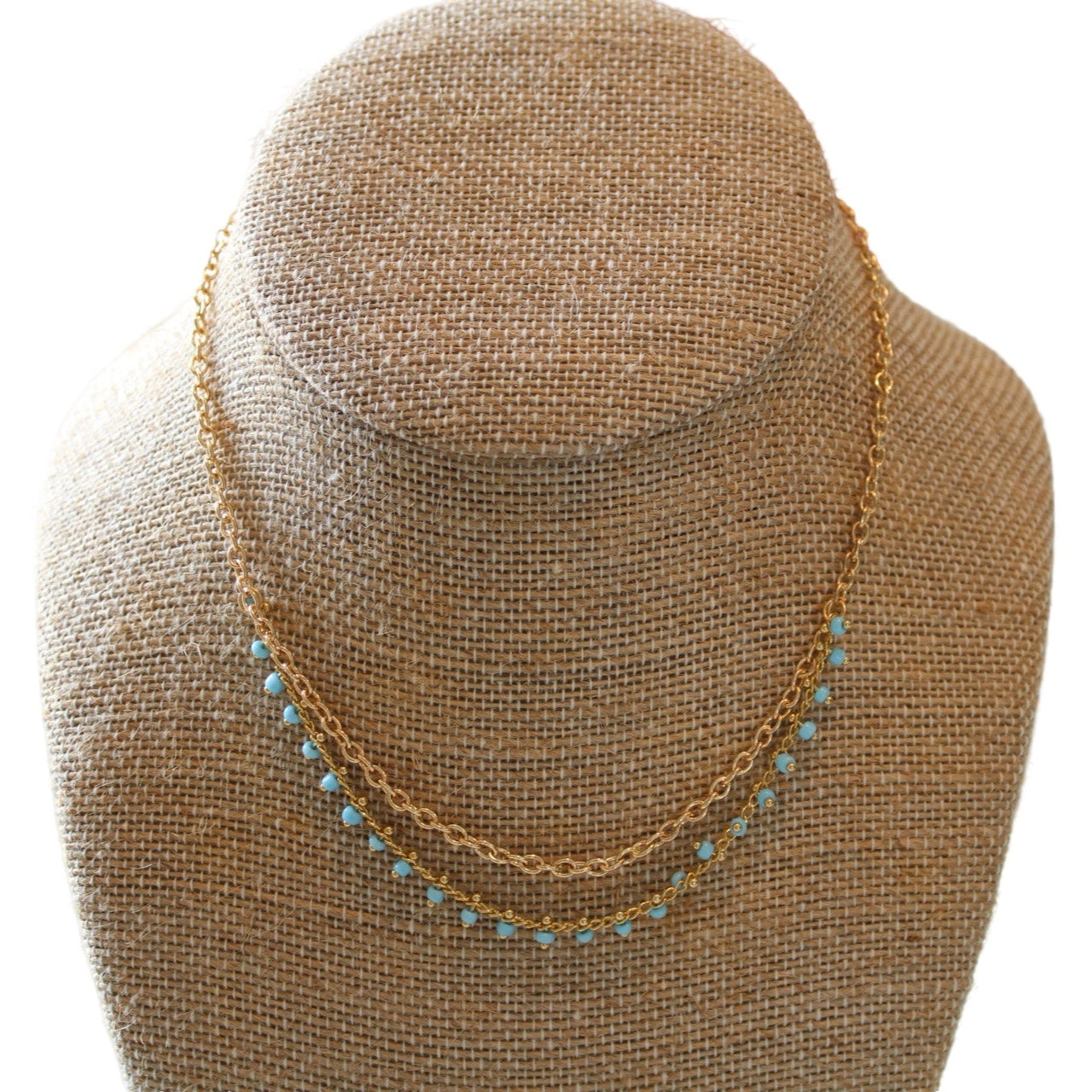 Blue and Gold Chain Necklace