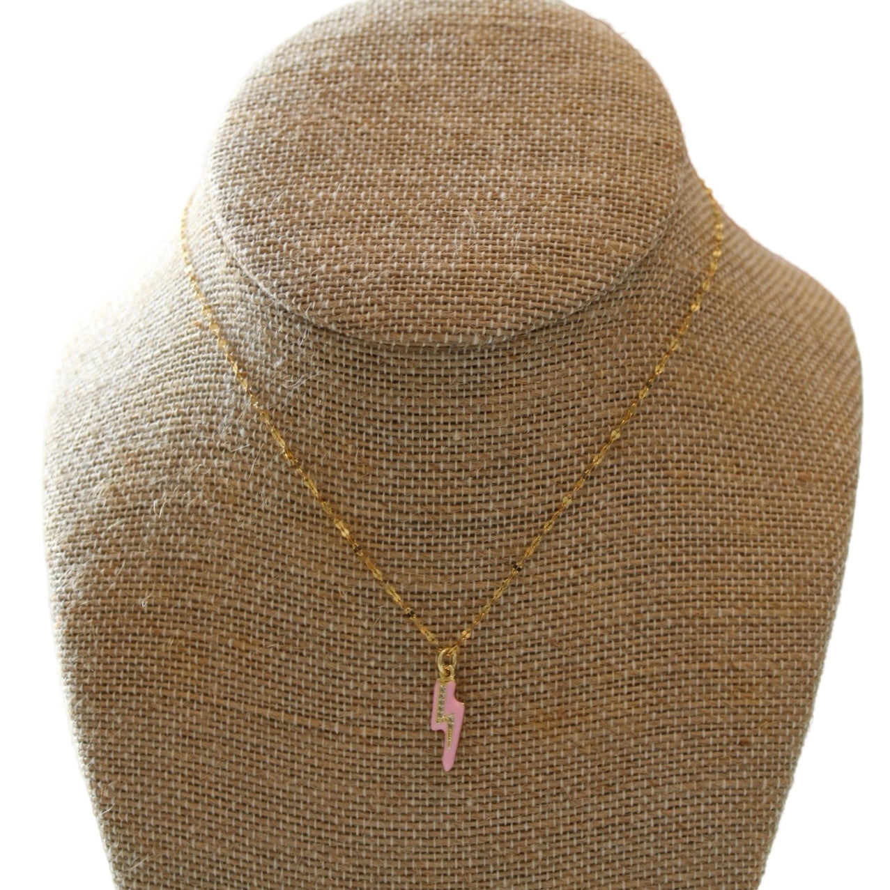 Pink Bolt on Sequin Chain Necklace
