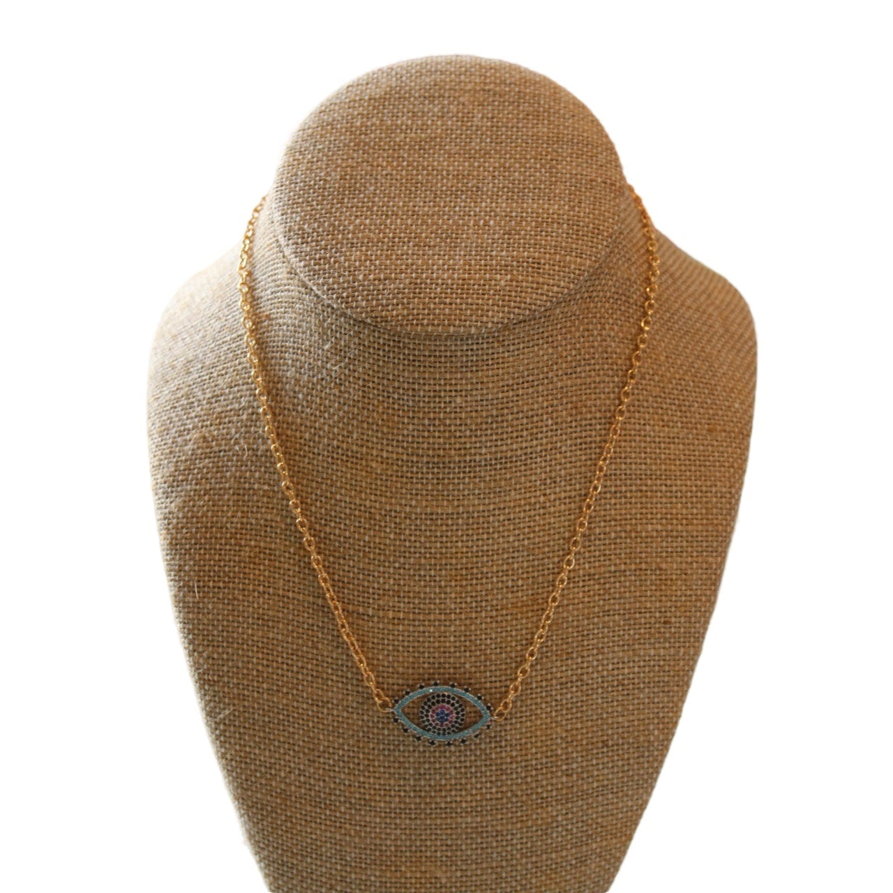 Pink and Blue Evil Eye Necklace