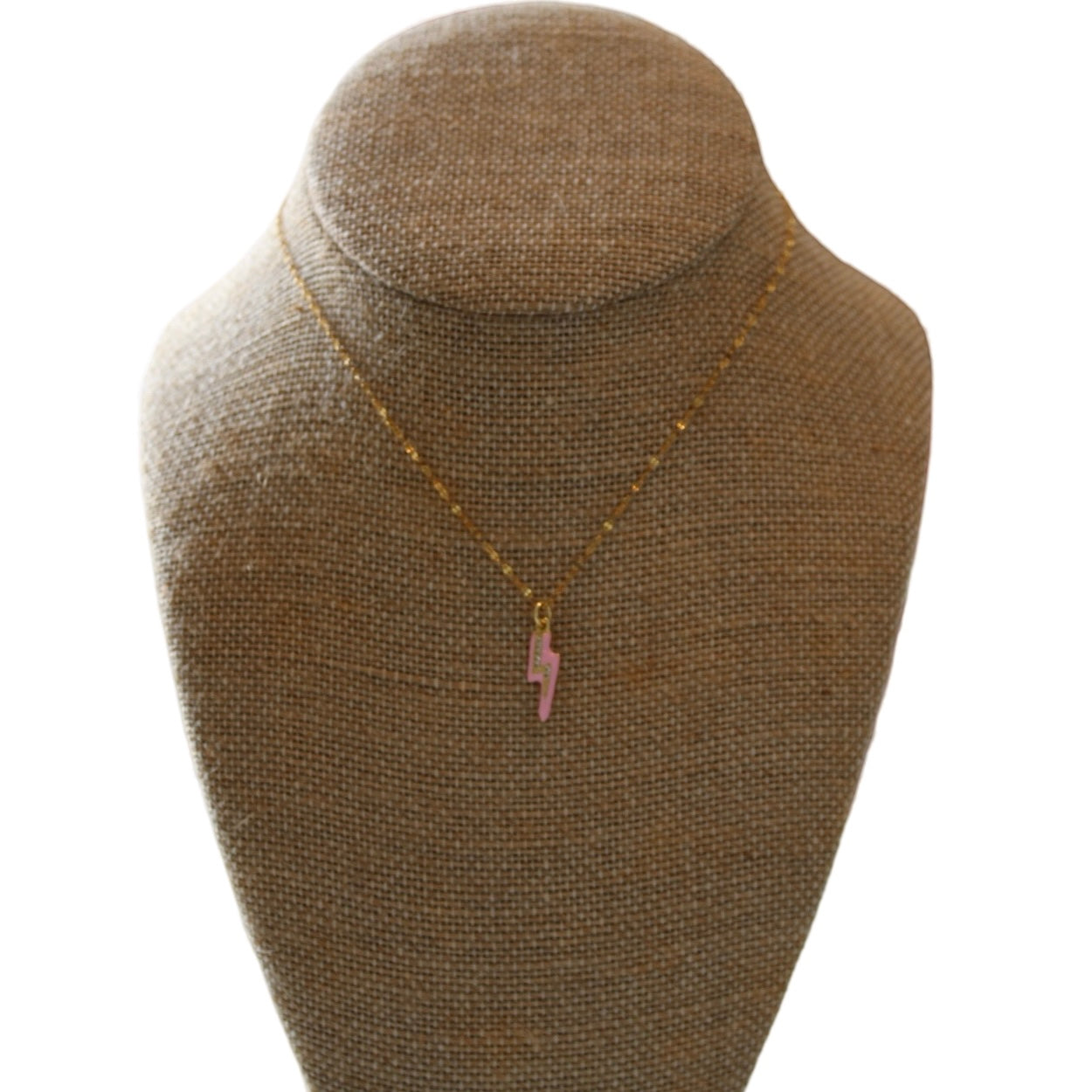 Pink Bolt on Sequin Chain Necklace