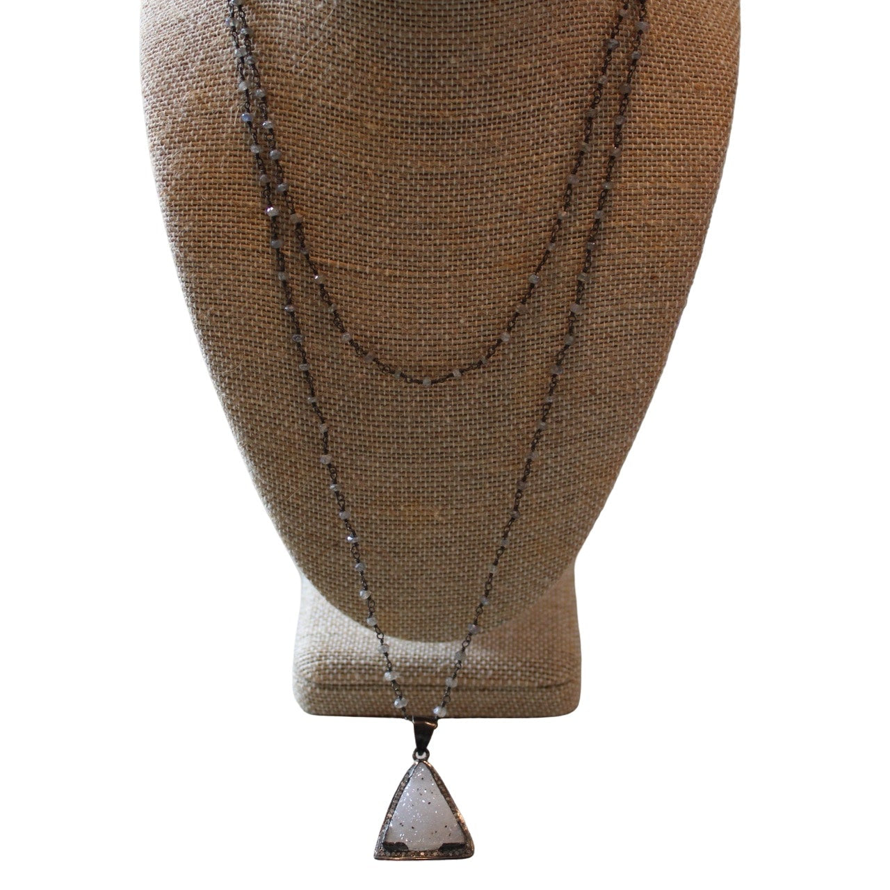 Labradorite Chain Necklace w/ Pave Diamond Druzy