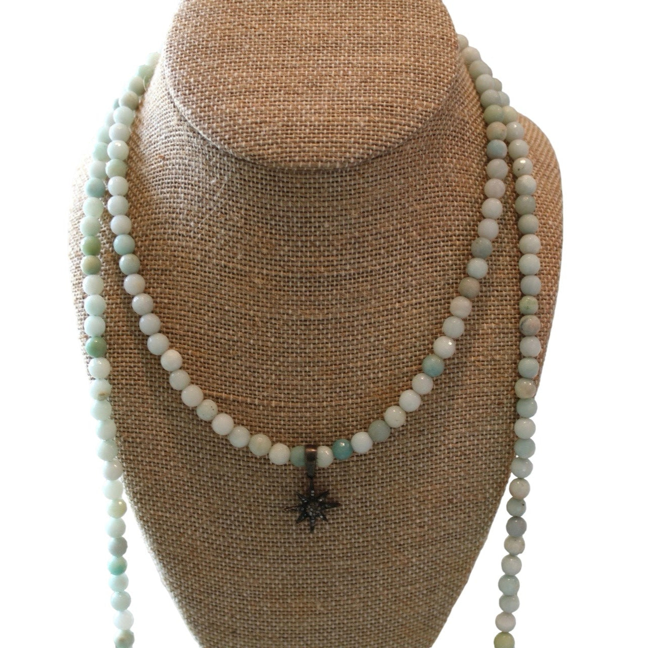 Amazonite Necklace w/ Pave Diamond Starburst