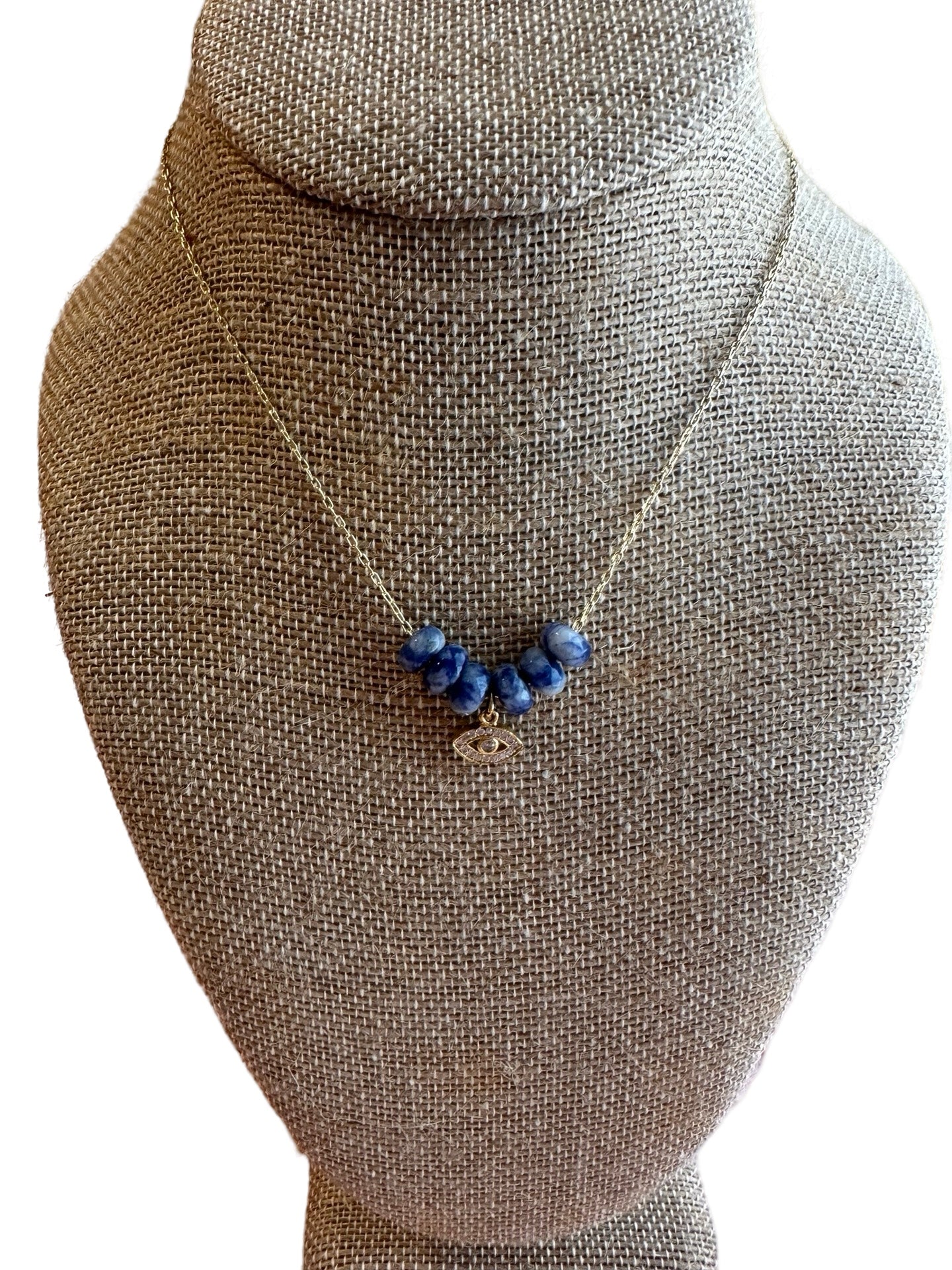 Evil Eye Necklace w/ Blue Stones