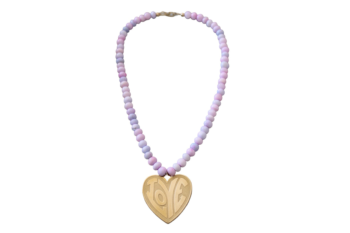 Lavender Opal Retro Heart Necklace