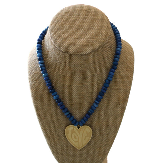 Blue Opal Retro Heart Necklace