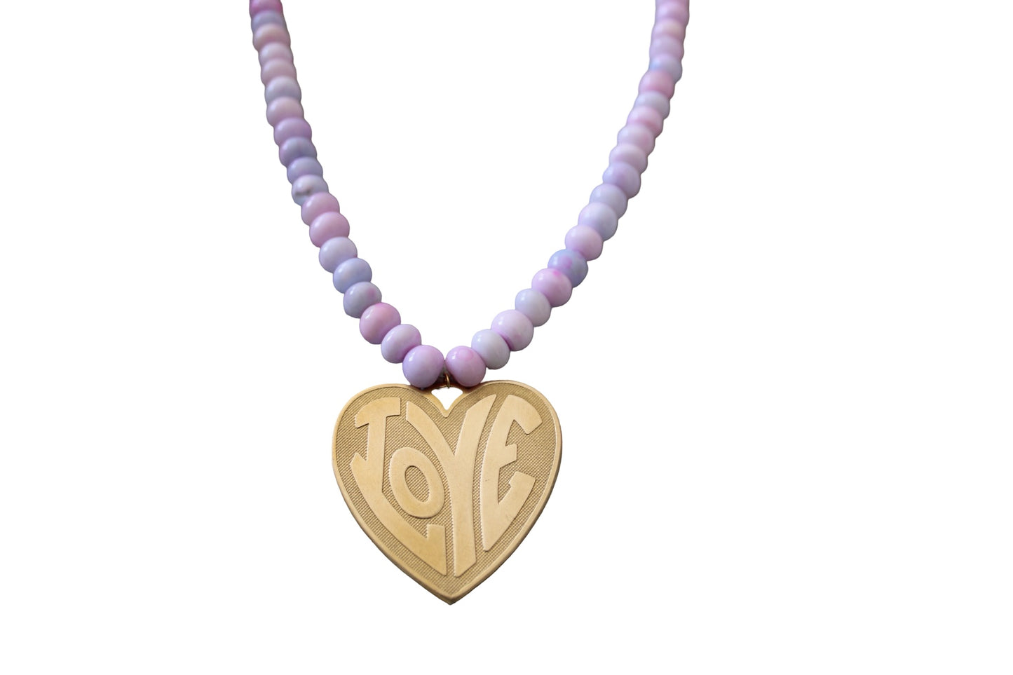 Lavender Opal Retro Heart Necklace