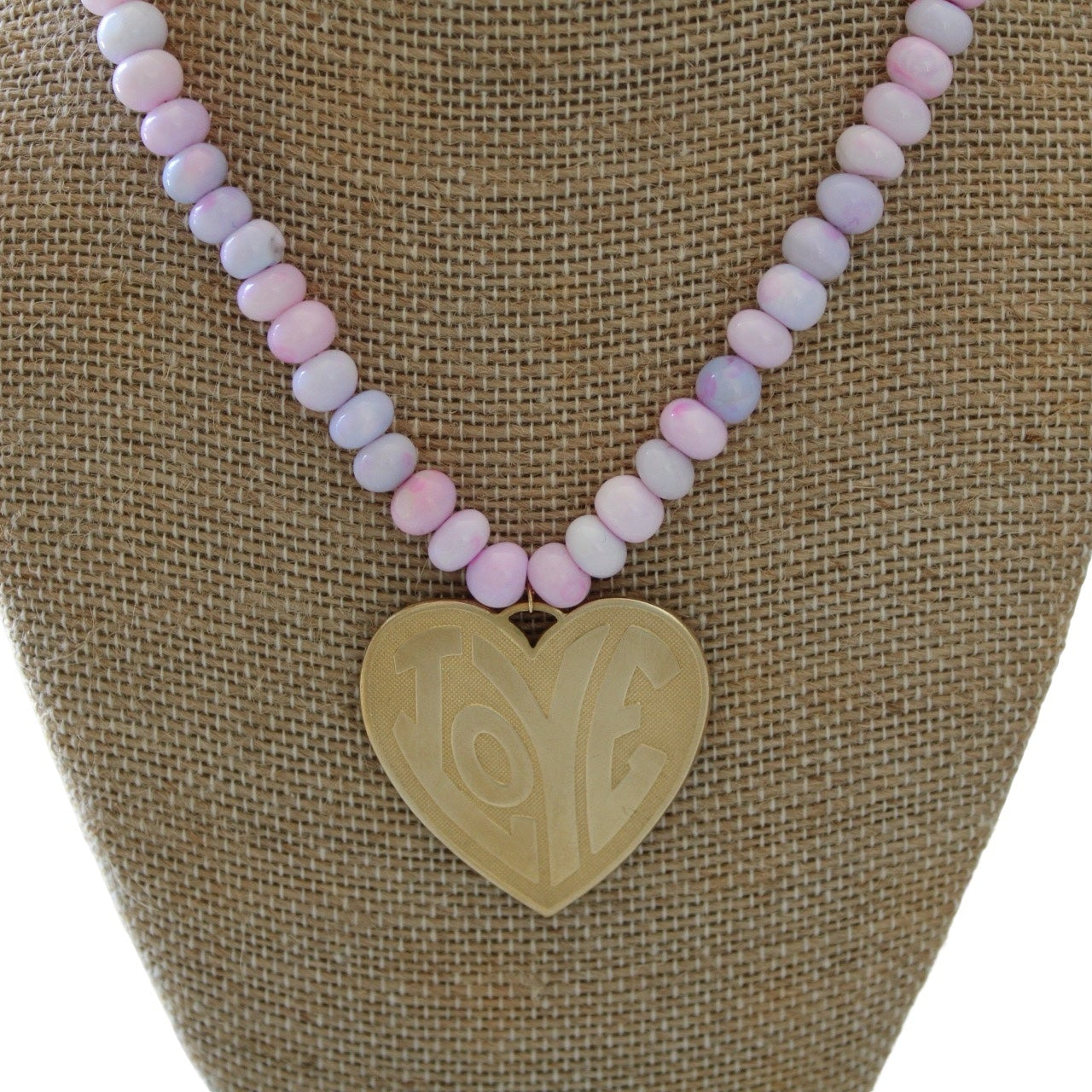 Lavender Opal Retro Heart Necklace