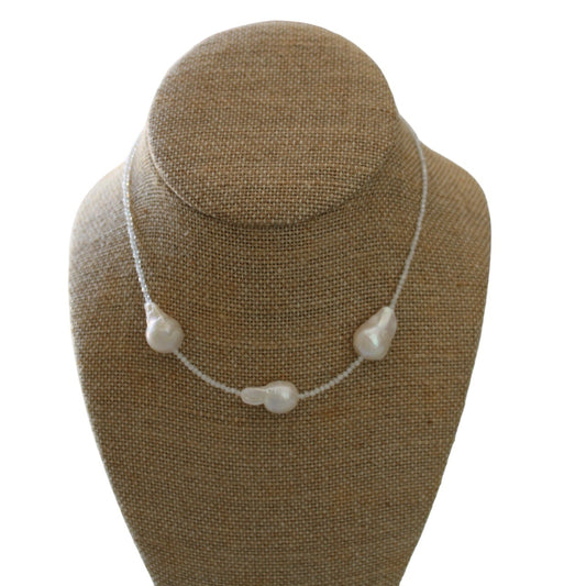 White 3 Pearl Necklace