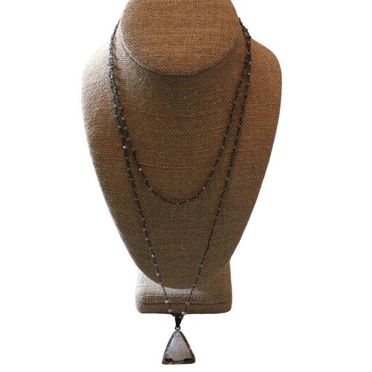 Labradorite Chain Necklace w/ Pave Diamond Druzy